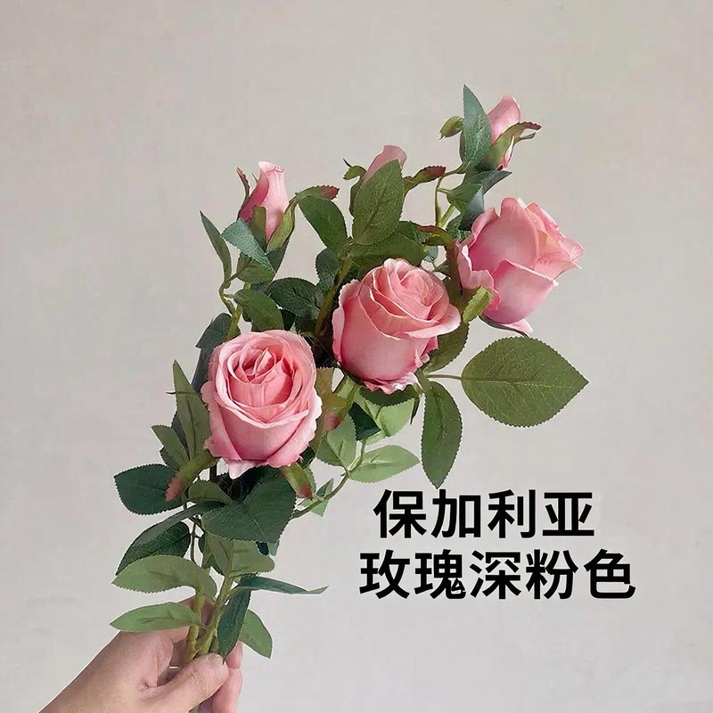 保加利亚玫瑰地排花婚房仿真花 家居摆件玫瑰插花仿真花婚庆|undefined