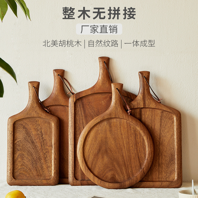 Solid wood steak plate Japanese-style wooden pizza plate steak wooden tableware wooden plate wooden tray Western food plate