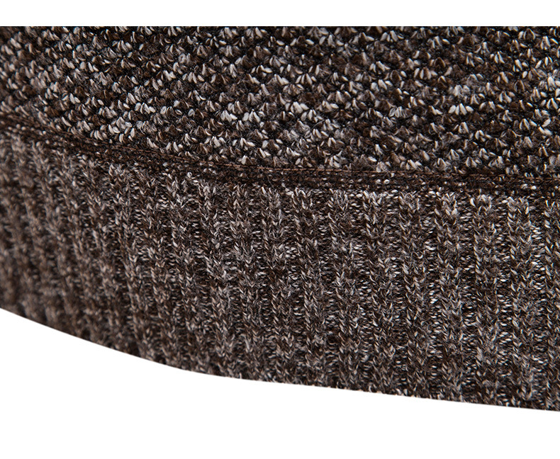 Knitted Sweater Solid Color Pullover Men Casual Quality Half High Collar Zip 100% Cotton Winter Male Fleece Sweaters_voghion.com