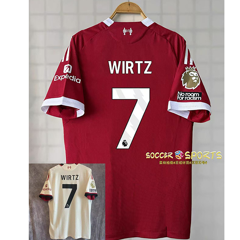 25-26 Season Liverpool Jersey No. 7 Wirtz No. 10 Home and Away Two Away Pre-Match Warm-Up Football Uniform for Adults