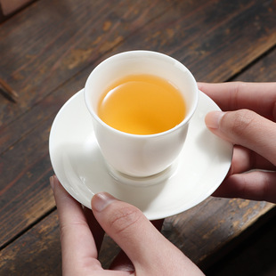 Sheep fat jade white porcelain cup coaster kung fu tea set accessories single tea cup tea cup business LOGO gift