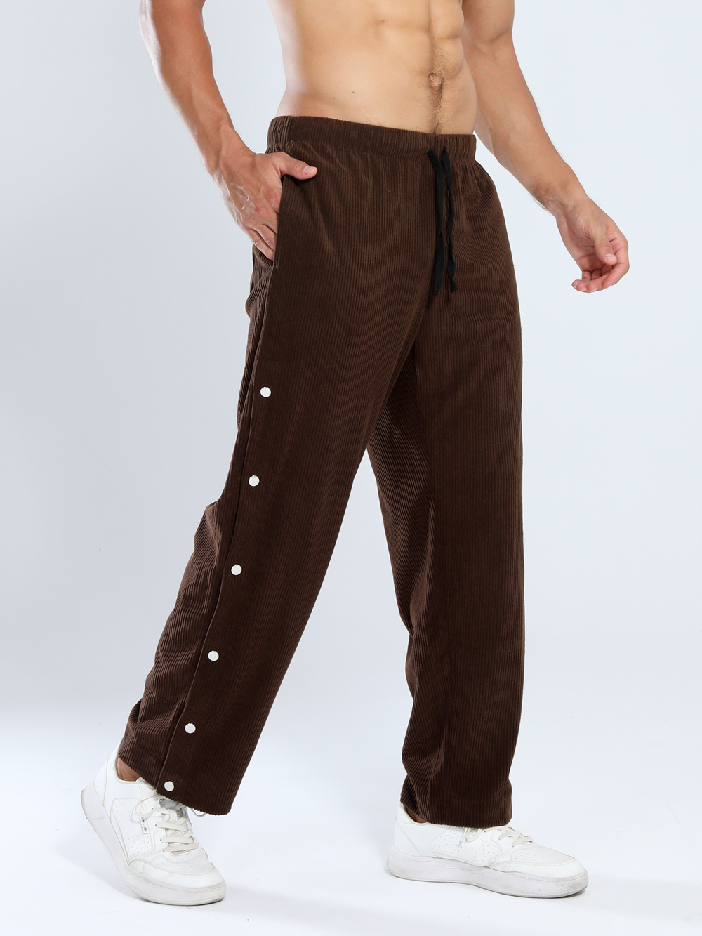 Músculos locos nuevos pantalones largos masculinos de primavera y otoño retro americano rayas verticales relajadas pantalones casuales de pecho suelto en todas las fronteras