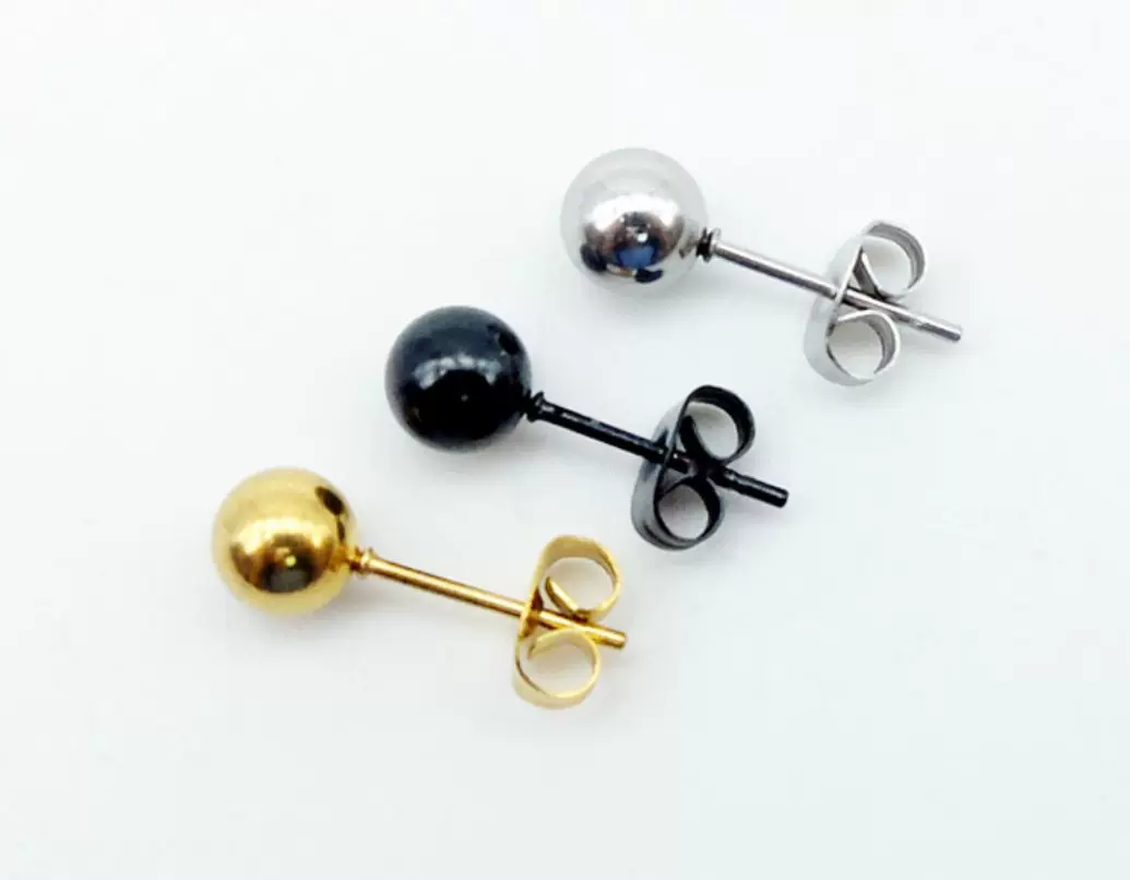 豆豆耳钉真空镀色钢珠耳骨钉学生街头流行耳饰