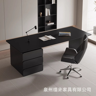 High-End Slate Desk Italian Minimalist Small Apartment Desk Modern Light Luxury Design Black Boss Computer Desk