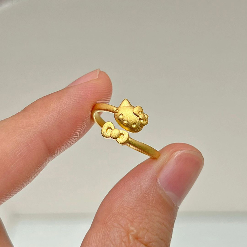 Little Red Book's Same Style Kitty Cat Ring, Cute Cartoon Index Finger Ring, Exquisite and Versatile, High-End Ring for Women