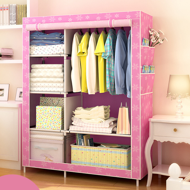 armario simple dormitorio simple armario de montaje económico moderno armario de almacenamiento armario de tubo de acero doméstico armario percha doméstica