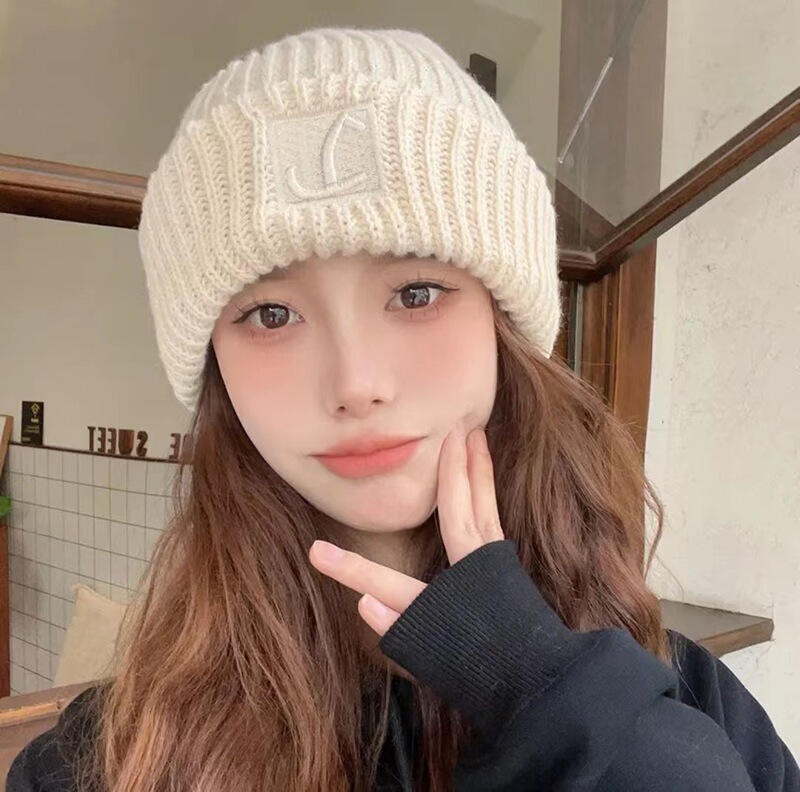 クマのニット帽、かわいいウールのぬいぐるみ、女性の秋冬の万能韓国版、暖かいぬいぐるみ、大きな頭囲、小さな顔|undefined