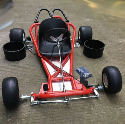 Four-Wheel Motorcycle Drift Kart Accessories: Motorcycle frame - red-frame-5inch-wheels-seat-cushion-drift-ring