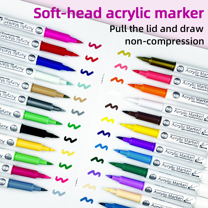 Cross-border for soft head acrylic marker 24 color DIY art graffiti painting drawing acrylic pigment marker