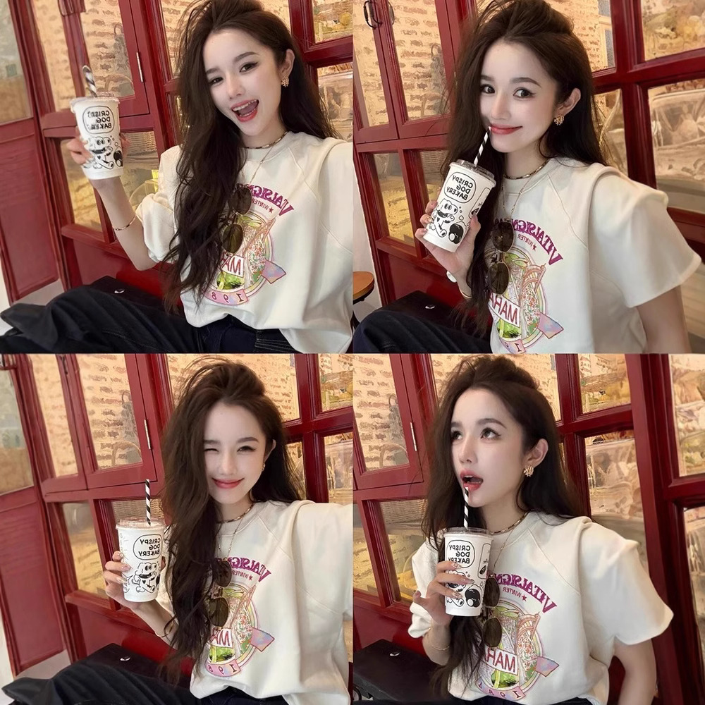 기모 땀 여자 살구색 한국식 젠틀 스위트 컬러 콘트라스트 하이 엔드 올매치 탑