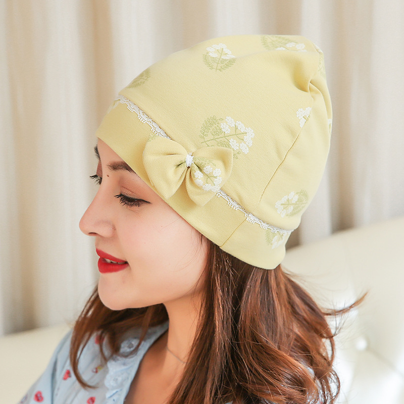 23新款四季皆用月子帽棉質蝴蝶結款保暖擋風孕婦產婦月子帽