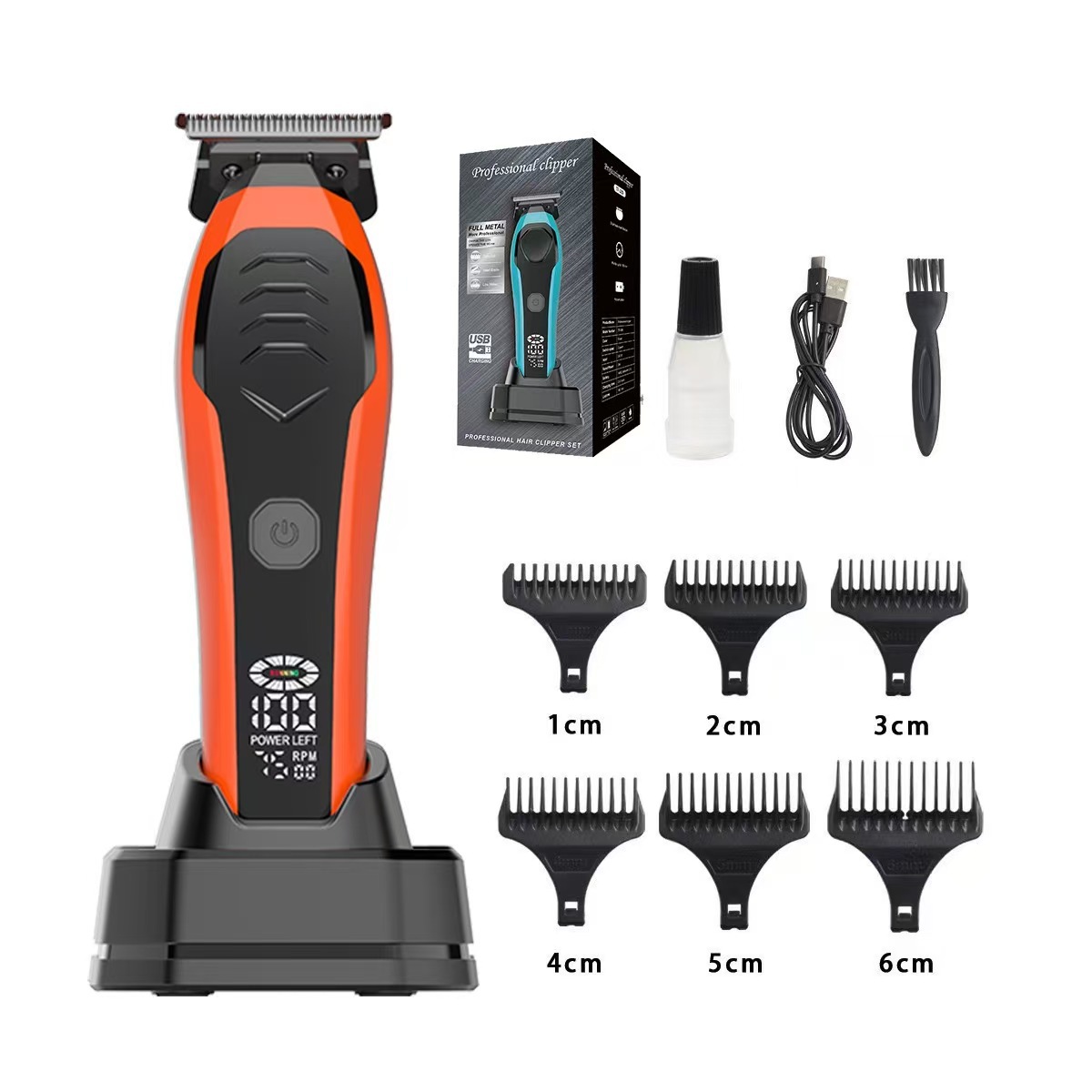 Set de Cortapelos Eléctrico Digital de Aleación de Titanio con Cabezal Lavable para Barbería y Hogar