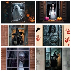 TEMU跨境爆款Hallowmas万圣节窗户盖 户外万圣节装饰，万圣节装饰