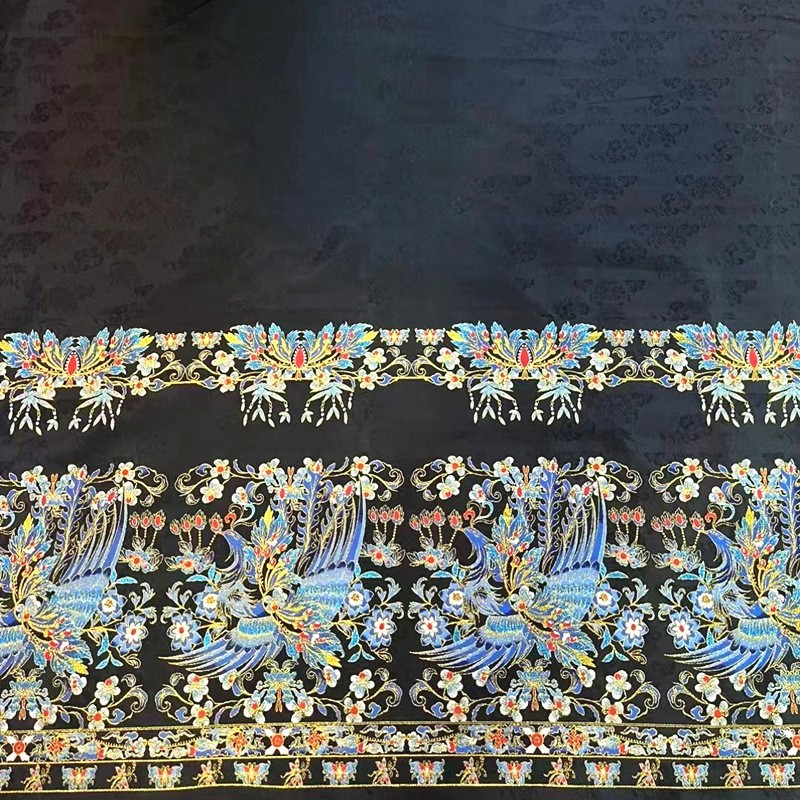 现货马面裙面料舞蹈戏剧服装旗袍汉服民族风织金立体提花色织布料