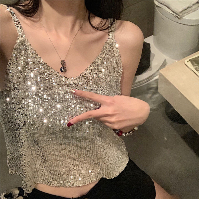 Summer shiny sexy tank top
