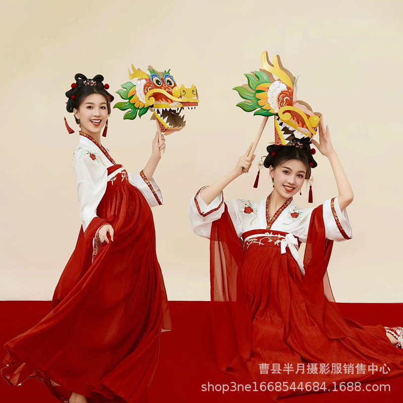 24 dragon year new studio photography pregnant mother Art Photo Retro Tang Palace night banquet Hanfu pregnant women Photo photography clothing
