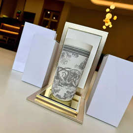 新款丛林保温杯304不锈钢马克杯400ml水墨图随手杯