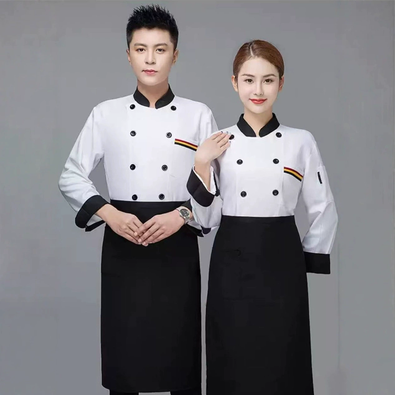 Рабочая одежда шеф-повара для столовой Летняя тонкая одежда для шеф-повара с короткими рукавами и длинными рукавами Весна и осень Очень большая дышащая столовая кухня для мужчин и женщин