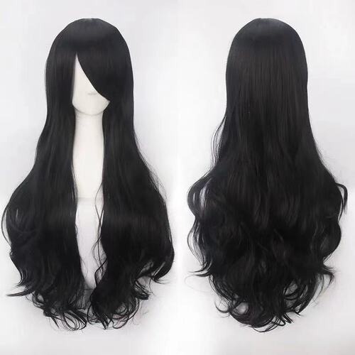 AliExpress Europe and America Cos Colorful Anime Wigs Long Curly Hair 80cm Button Net High Temperature Silk Universal Whole Wig 