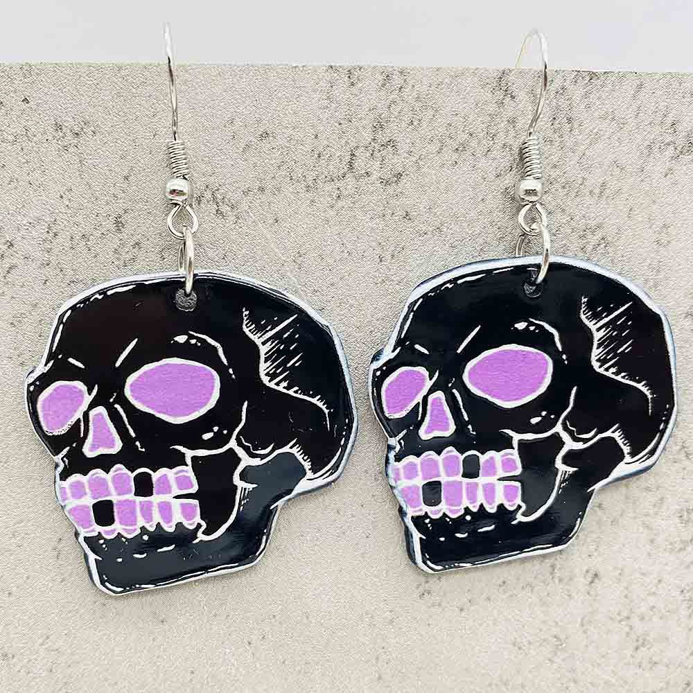 Cross-border Halloween Party Funny Earrings Bat Skull Black Cat Personality Acrylic Dark Wind Earrings Jewelry
