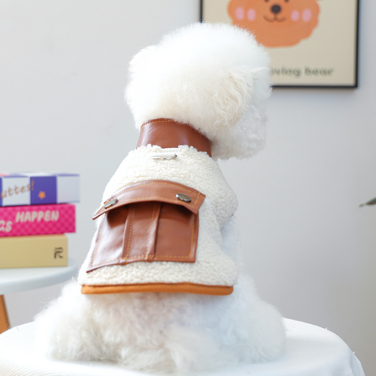 Ropa de mascotas otoño e invierno nuevo cálido forro de lana estilo coreano suéter cálido color frío-resistente Cordero polar tracción suéter