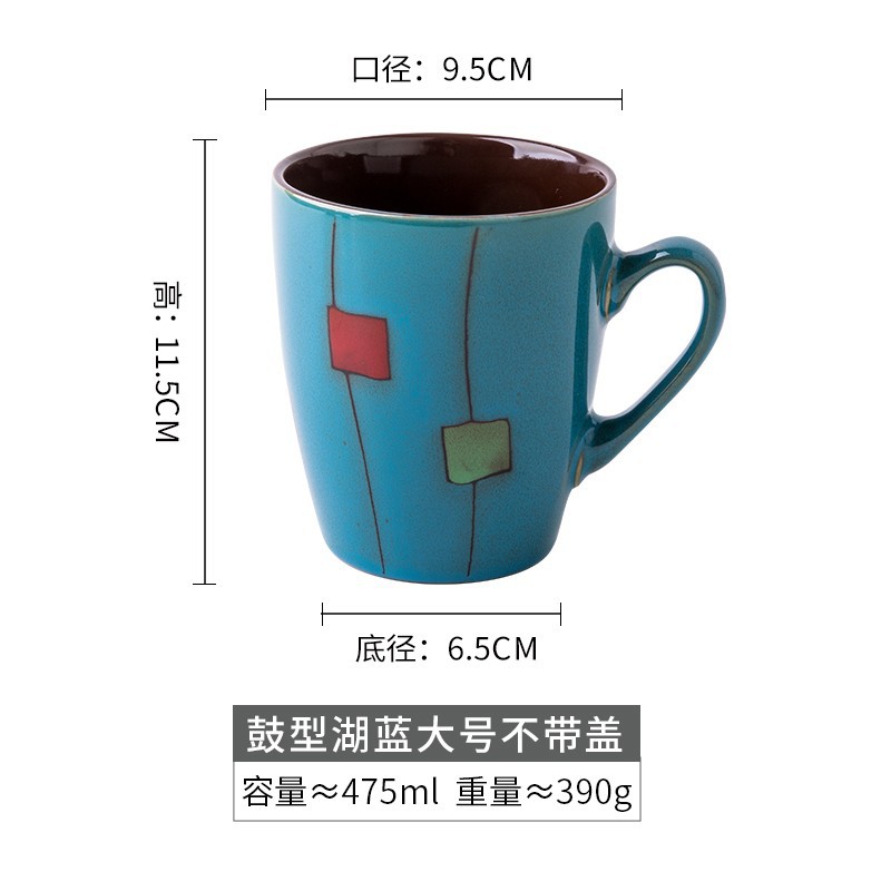 Vintage horno taza de café con tapa cuchara personalizada Taza de cerámica Oficina taza de agua regalo del hogar taza de tambor