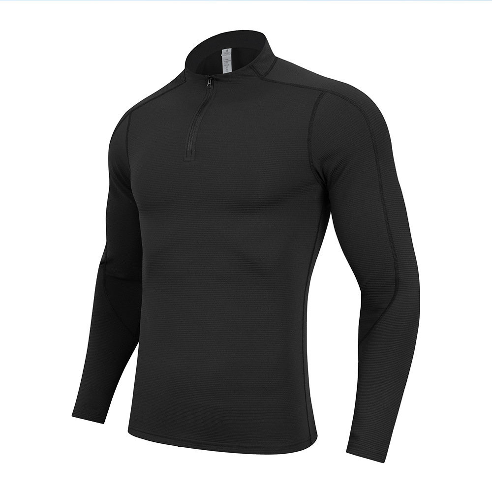 Otoño y invierno de secado rápido camiseta deportiva con semia cremallera de camiseta deportiva de manga larga de acondicionamiento físico al aire libre para hombres y mujeres camisas casuales transfronterizas