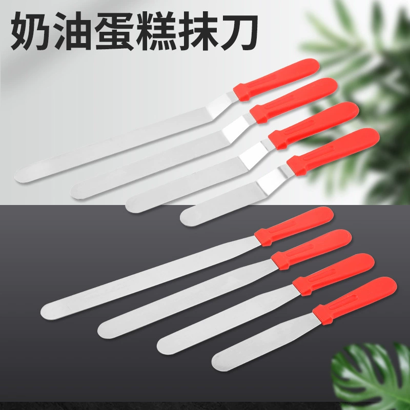 Пластиковый ручка стальной нож для крема spatula для выпечки дома прямой влюбленный нож закругленный влюбленный нож