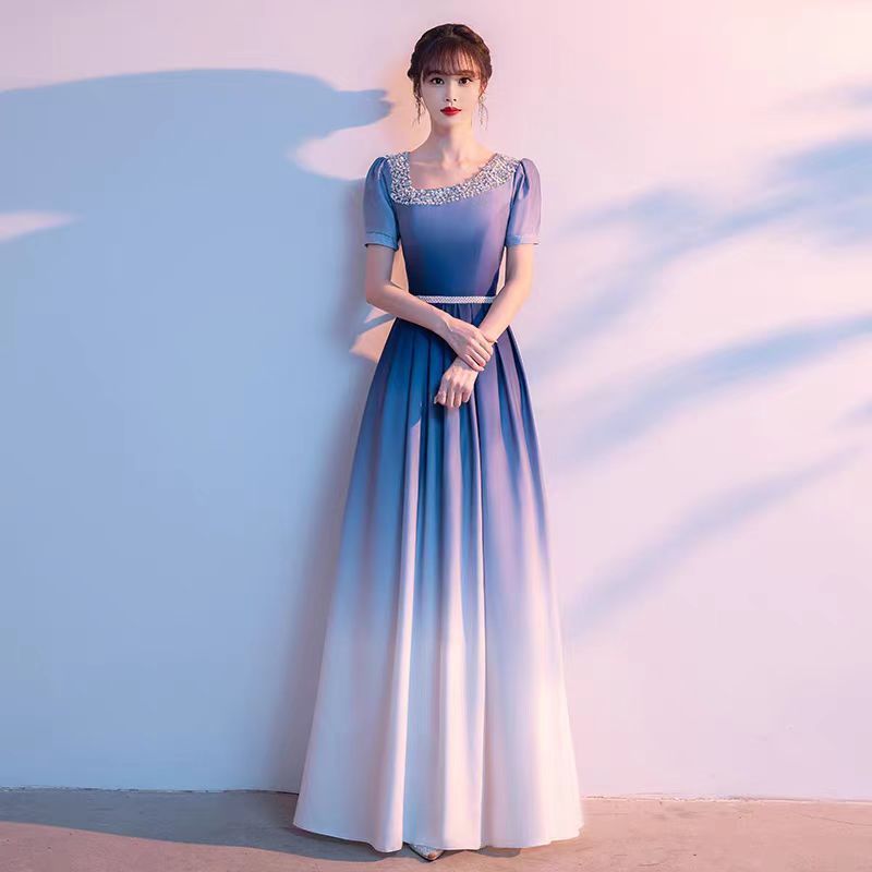 大合唱団パフォーマンス服女性のロングスカート学生赤い歌朗読服ホスト宴会気質スリムイブニングドレス女性|undefined