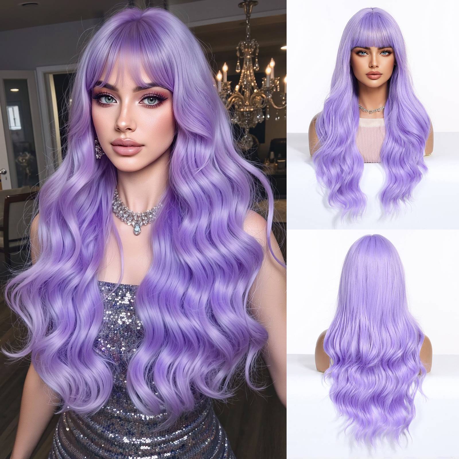Perucas transfronterizas de comercio exterior para mujeres cubierta de cabeza de Navidad Halloween trajes de cosplay ondas gigantescas pelucas