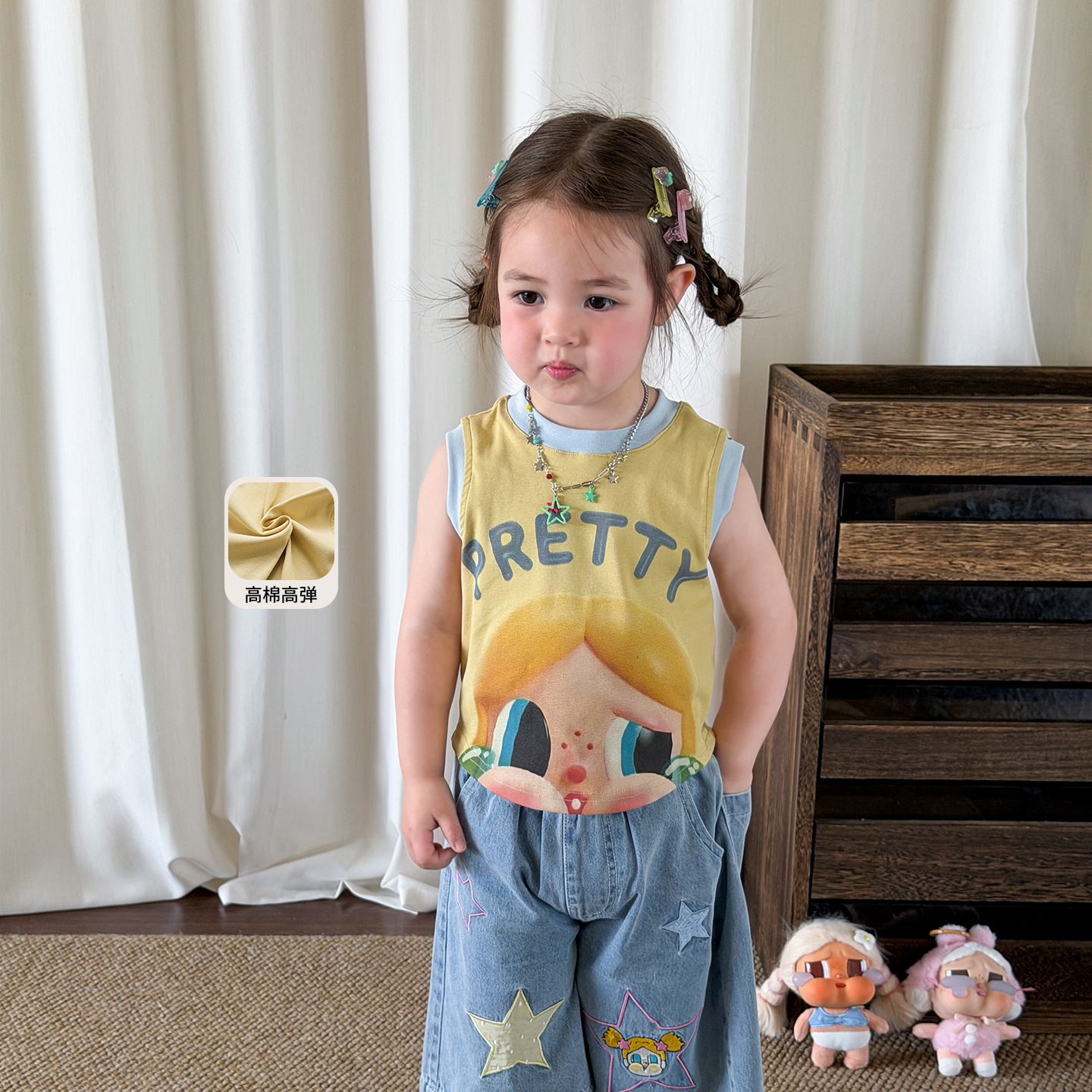 Sugar Pear ropa infantil chaleco de niña verano delgado 2026 ropa infantil de dibujos animados casuales clase A chaqueta de bebé