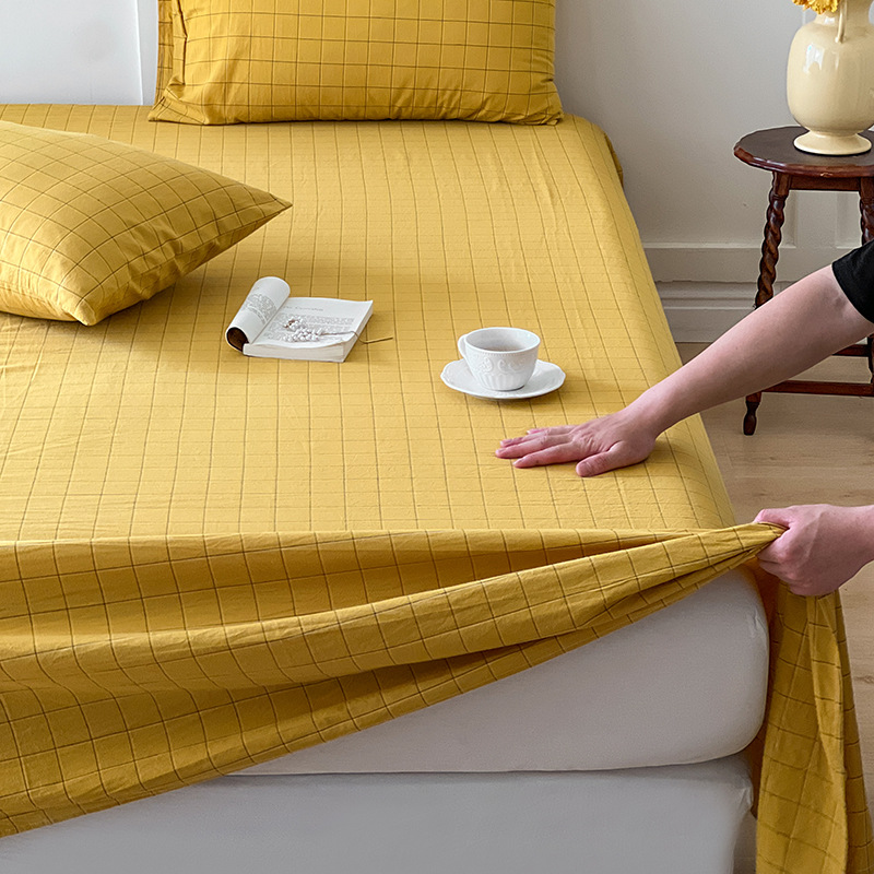 Nueva sábana de algodón puro sábana de algodón funda de cama de una pieza protectora de colchón cama de dormitorio antideslizante juego de tres piezas 1,5 metros