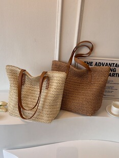 (Wholesale), (Cross-border trading), capacious beach straw universal underarm bag