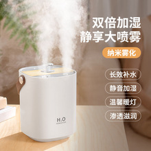 新款家用静音双喷加湿器大雾量办公室卧室桌面便携手提空气净化器