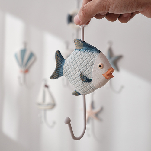Mediterranean style hooks for coats and hats, wrought iron hooks, wall hanging racks, door hanging coat hooks, wall home decorations