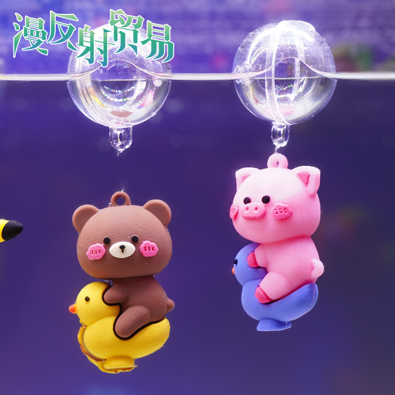 Acuario mesa pequeña pecera decoración decoración nuevo buzo flotante creativo PVC muñeca pato cachorro