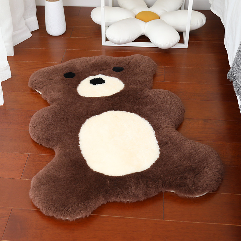Aika – Natural Wool Carpet Car Carpet - brown-wool-bear-fur-integrated-approx-4050cm-small