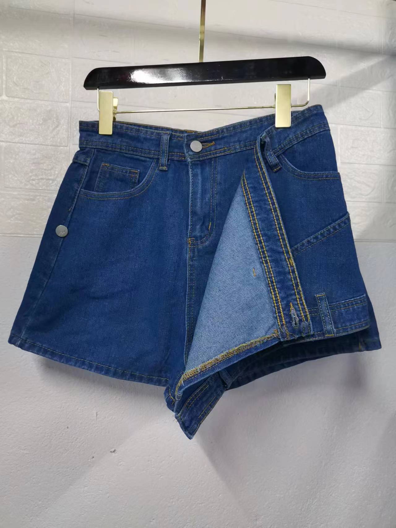 Women's High Waist A-line Denim Skort Summer Casual Wide Leg_voghion.com