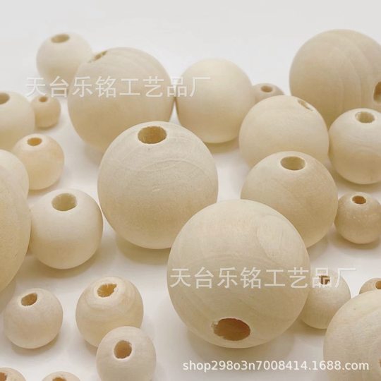 Wholesale large hole wooden beads 6-50mm handmade beaded log loose beads Lotus round beads DIY wood jewelry accessories