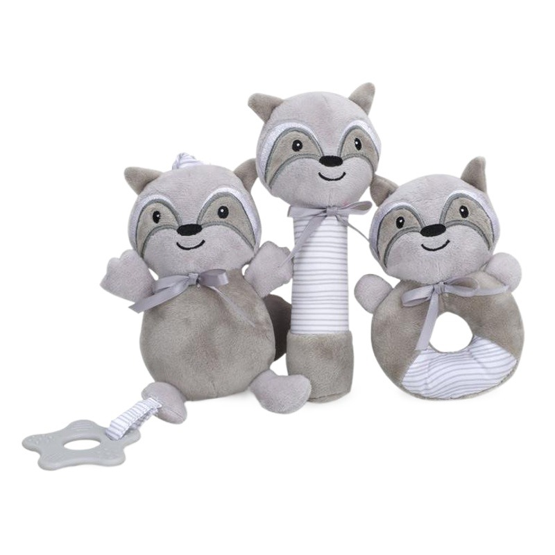 Juguete multifuncional de peluche con forma de oso y conejo para la dentición del bebé, con sonido y música, adecuado para colgar en el cochecito y la cuna, juguete educativo.