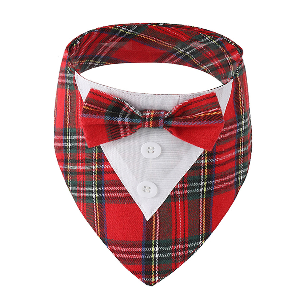 Tanpopo Cross-border Spot Traje de boda británico Toalla de saliva para mascotas Bufanda para perros Toalla triangular para mascotas con velcro