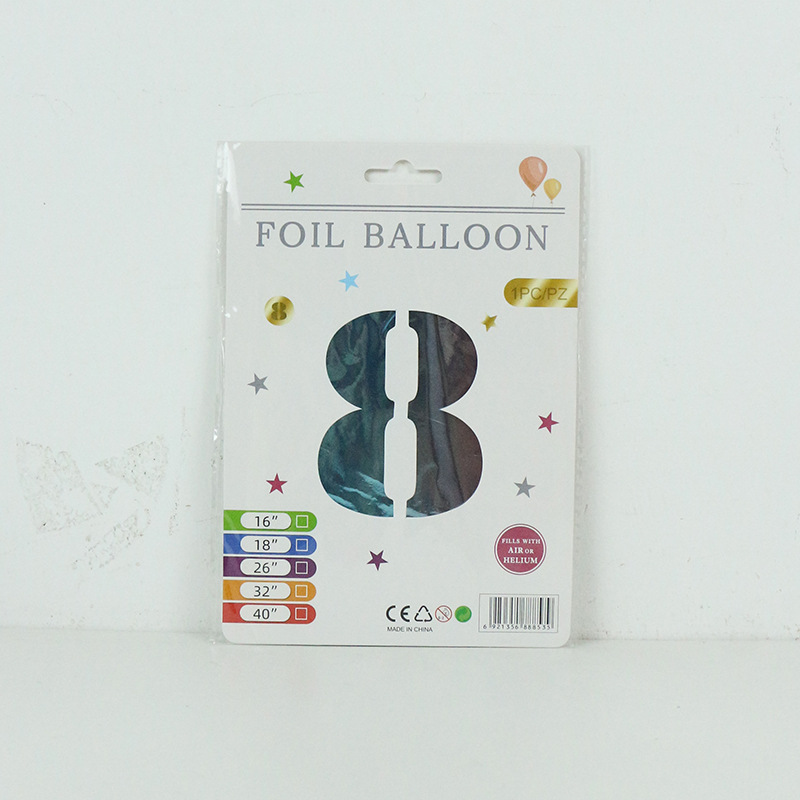 Versión americana cuerpo delgado película de aluminio globo decorativo al por mayor 16 pulgadas embalaje fino Tarjeta de papel digital independiente embalaje papel de aluminio globo