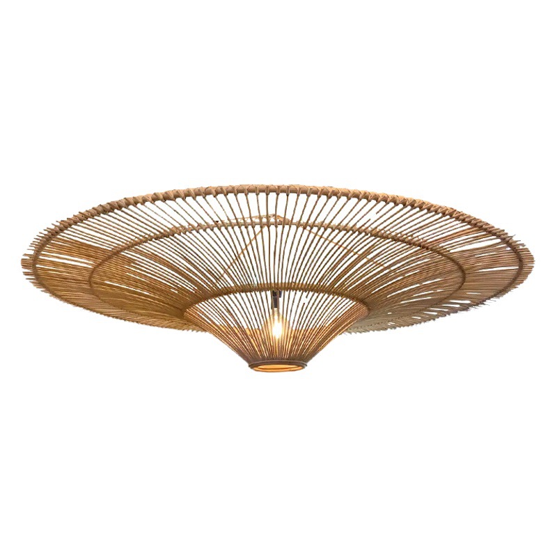 Lámpara de araña de ratán de estilo japonés lámpara de sala de estar B & B herramientas de comida tejidas a mano lámpara de vestíbulo Inn