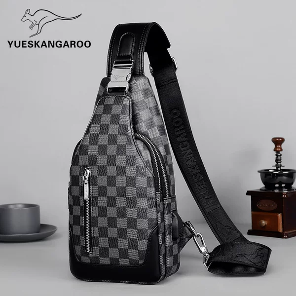 Chest Bag Men's Crossbody Bag Casual Checkerboard Backpack Fashion Large Capacity Men's Bag New Shoulder Bag