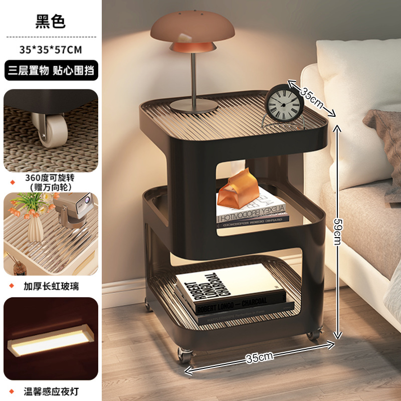 Mesa de cabezal de cama dormitorio armario de almacenamiento armario de almacenamiento estante de libros simple estante de visualización multifuncional estante de almacenamiento lateral doméstico