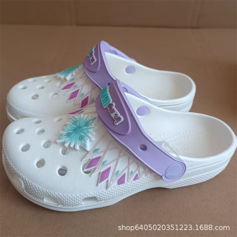 2025 Summer New Frozen Princess Croc Shoes Children's Lightweight Non-Slip Beach Sandals and Slippers Manufacturer Wholesale