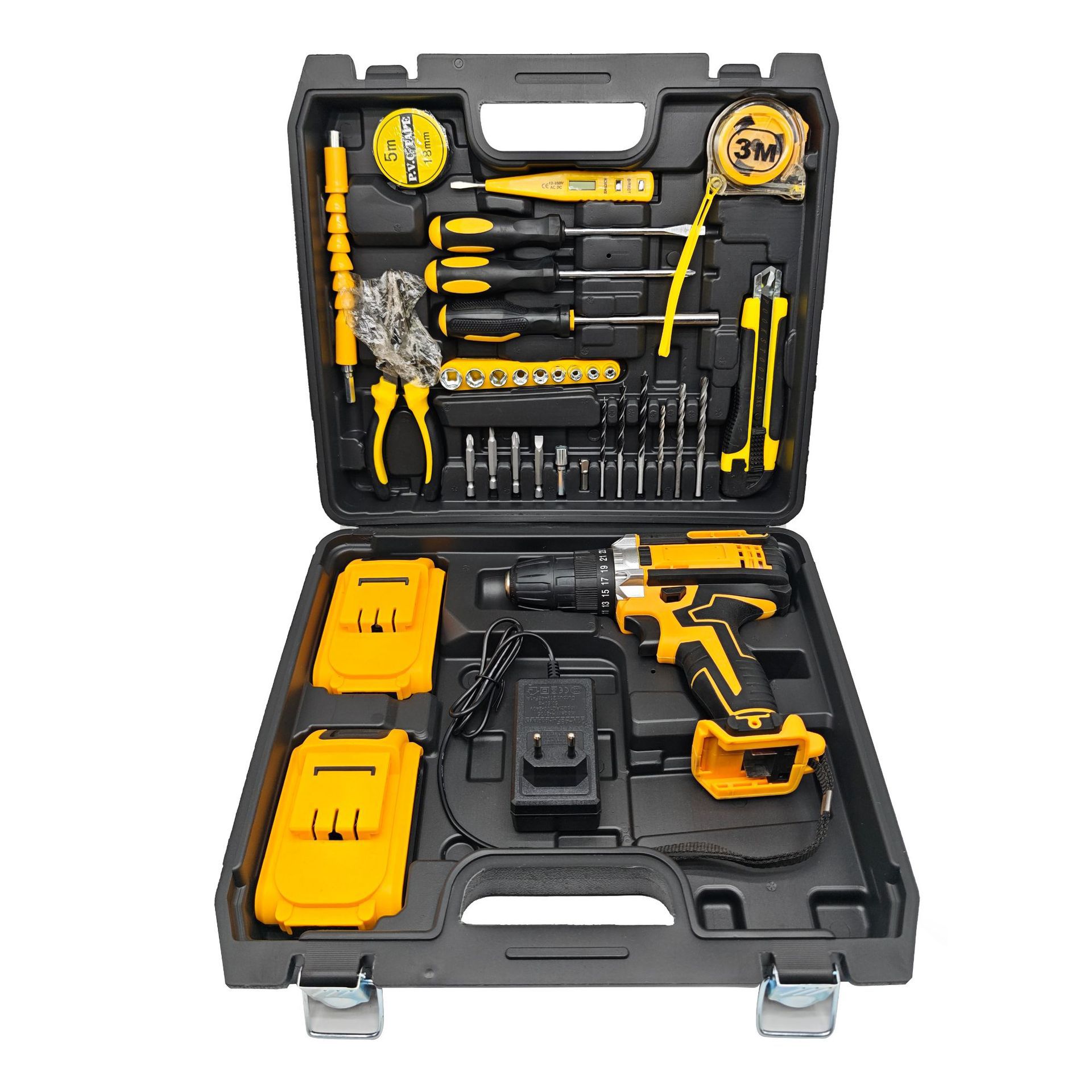 Batería de litio Taladro recargable Taladro eléctrico de litio de alta potencia Destornillador eléctrico multifuncional Taladro de pistola Juego de herramientas de batería Comercio exterior