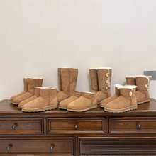 桑坡雪地靴女皮毛一体经典新款高筒加绒加厚保暖羊毛棉鞋冬季鞋子