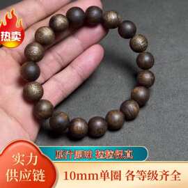 保真海南莺歌绿奇楠沉香10mm手链女保真木质沉香木手串多圈佛珠