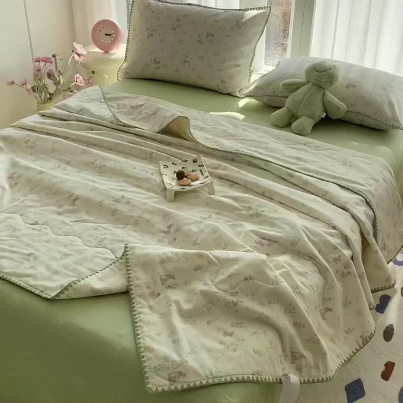 Mengxingman Home Textiles 2026 New Model Pure Cotton Xinjiang 100% Cotton Shell-Edged Summer Quilt Air Conditioning Quilt Summer Cooling Quilt